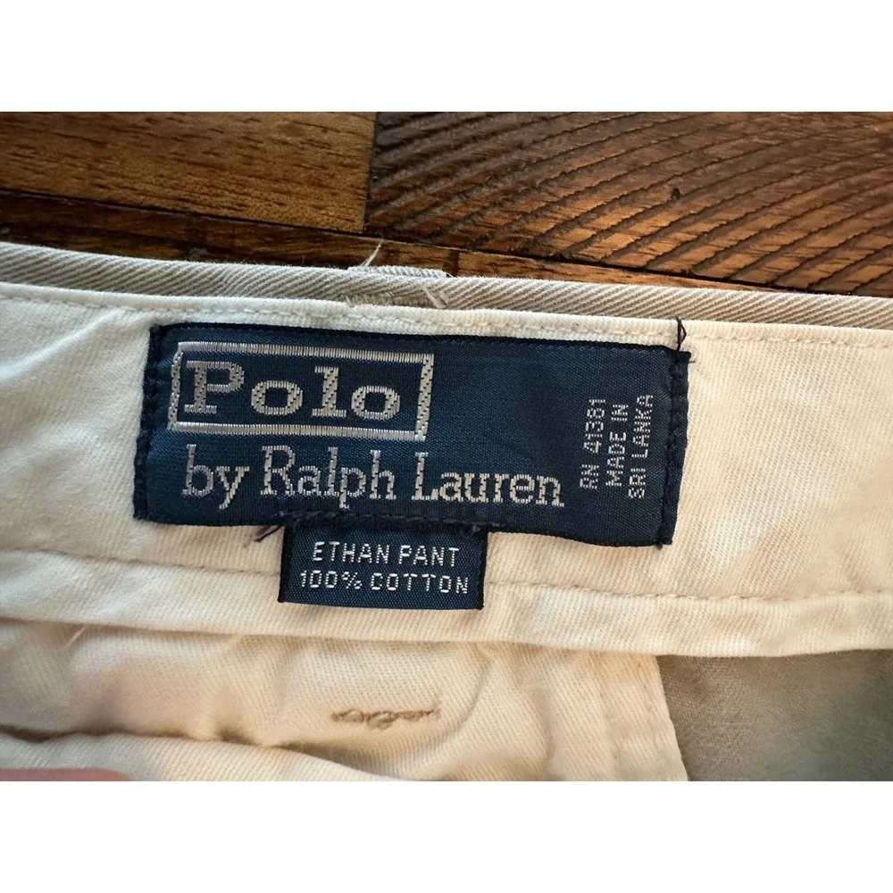 Polo Ralph‎ Lauren Ethan Pant Men's Khaki Beige Cotton Trousers Pony Logo 38x34